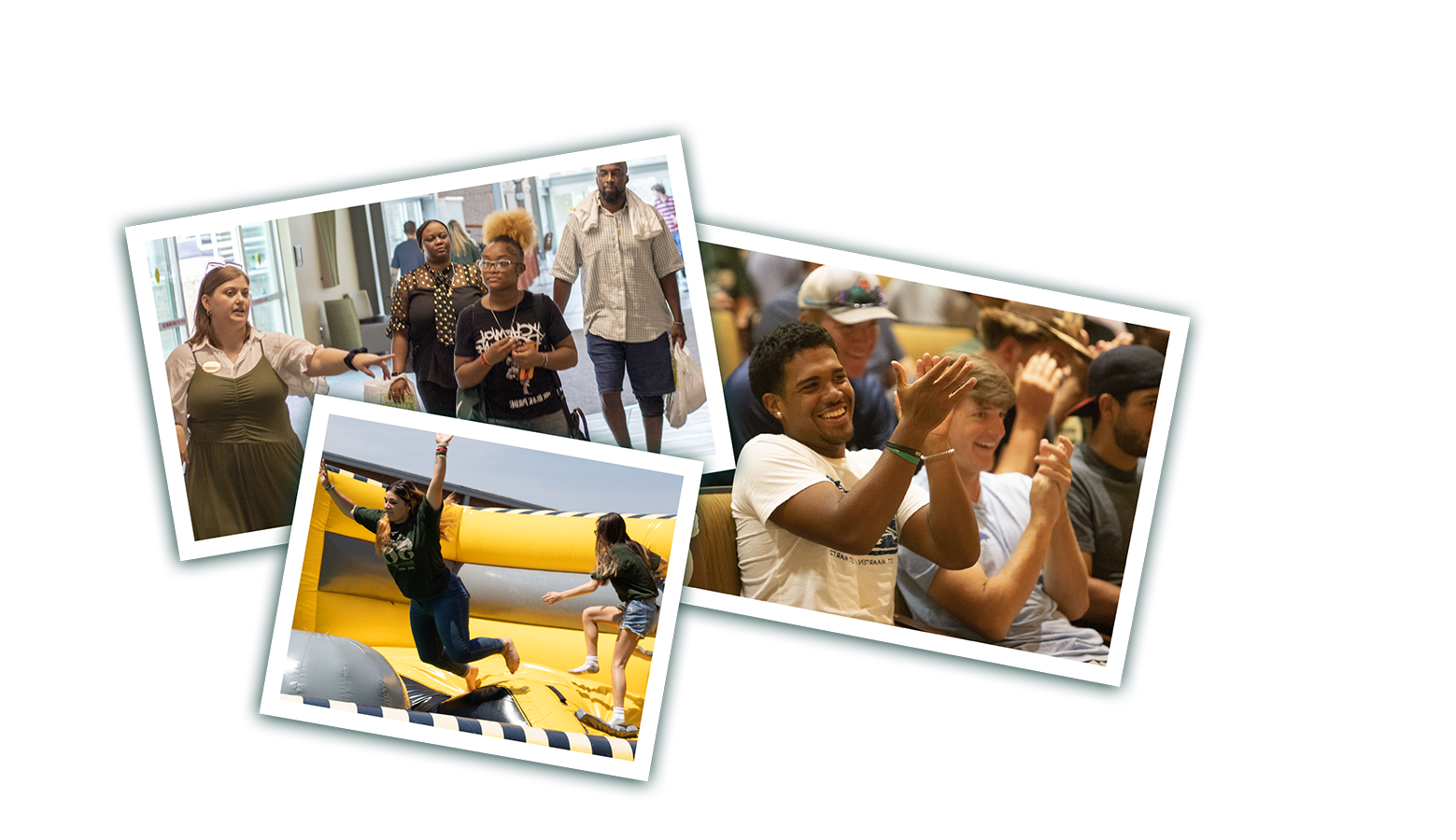 three-photo collage of students enjoying on-campus events